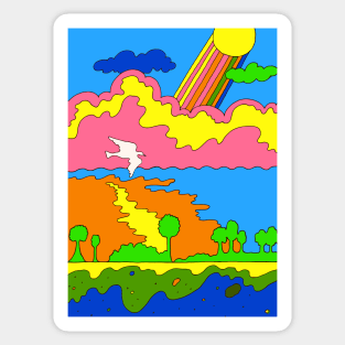 Happy Rainbow Landscape Sticker